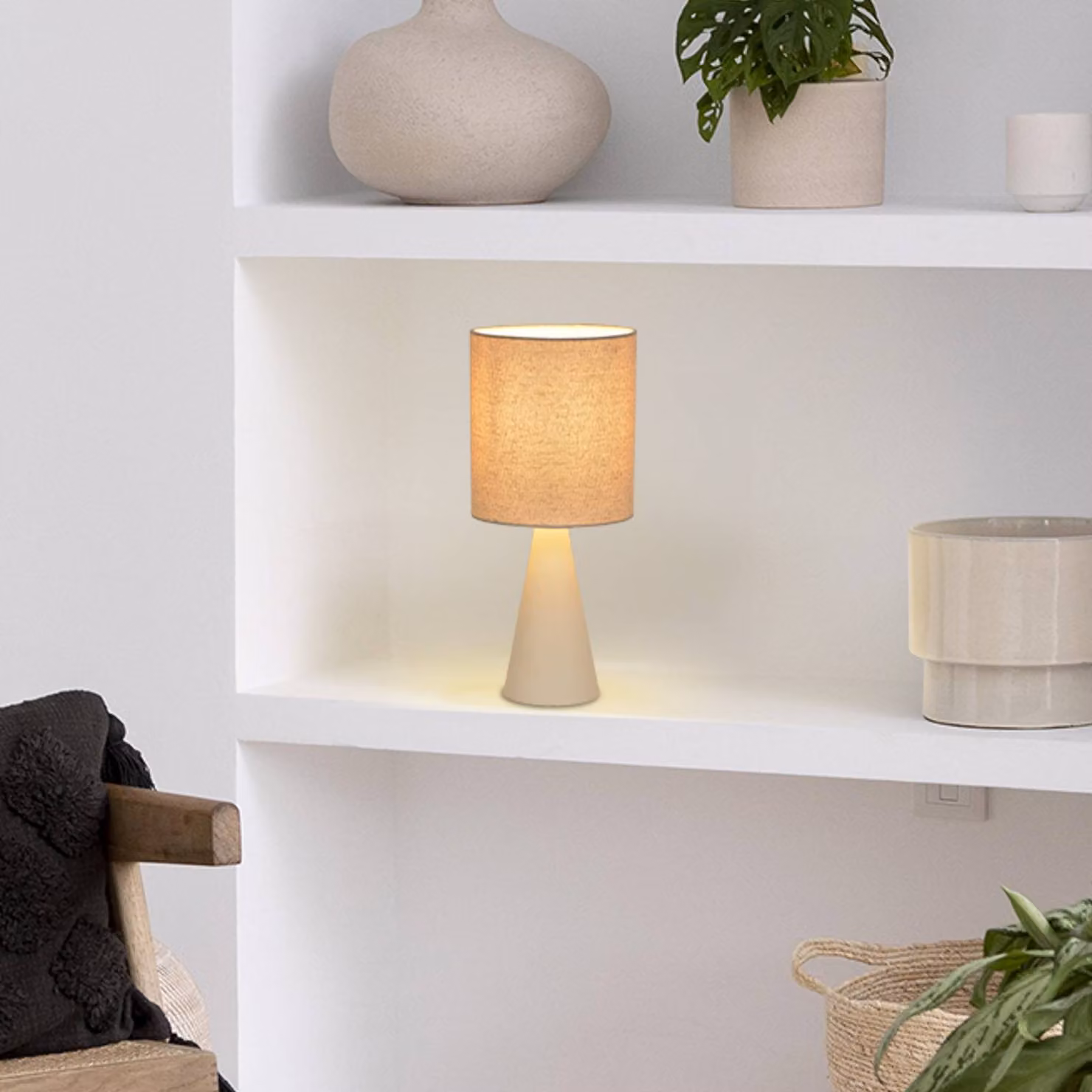 COREP Lampada da tavolo Sally, Crema / Ambra, Soggiorno / Sala da pranzo, Metallo, Moderno, Lampada da tavolo