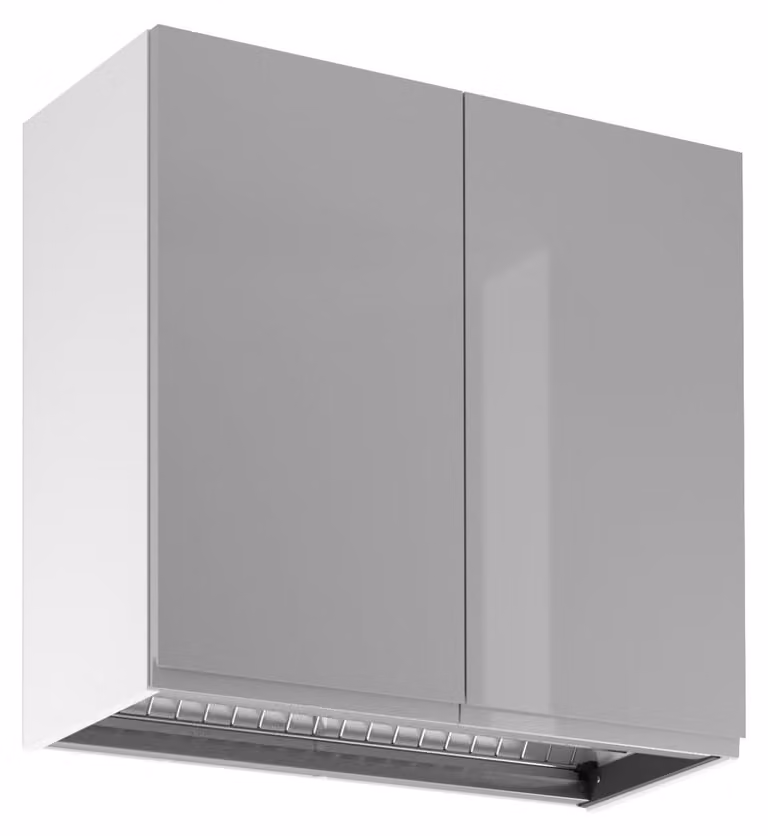 Pensile da cucina con scolapiatti ARBOR - larghezza 80 cm, grigio lucido / bianco