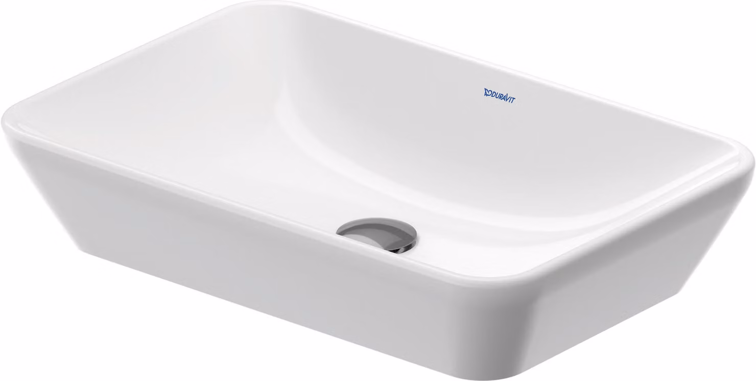 Duravit D-Neo vasque à poser, rectangulaire, sans trou pour robinet, sans trop-plein, 600x400mm, blanc ultra-brillant, 2397600070, 2397600070