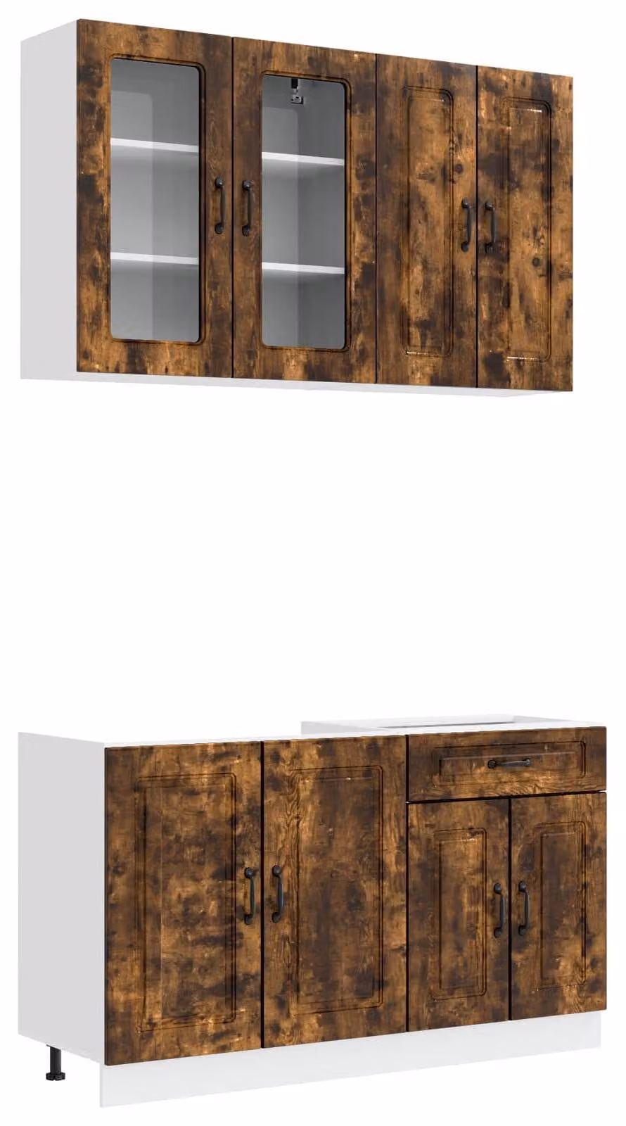 Set da cucina KALMAR, 4 pezzi, legno di quercia affumicato