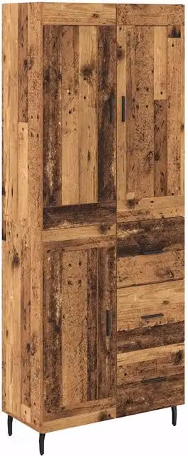 Credenza con cassetto 2 pz | Madia | Buffet da pranzo | Armadio da pranzo Legno vecchio Legno multistrato