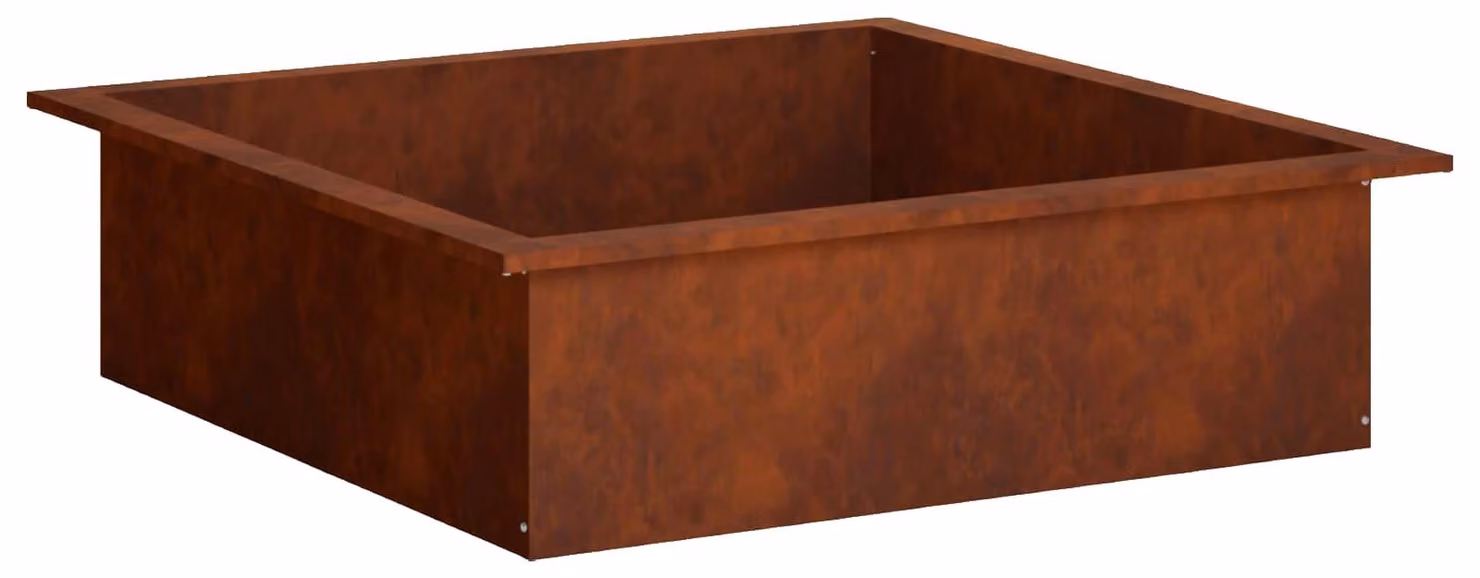 Anello per focolari, aspetto ruggine, 90 x 90 x 25 cm, acciaio resistente agli agenti atmosferici