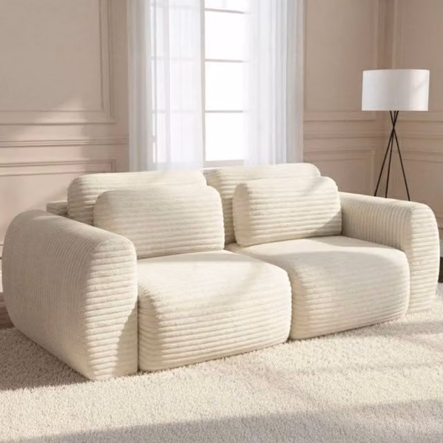 Divano Letto Golgi 2 Posti con Contenitore, Bianco, L: 266 cm x P: 95 cm x H: 76 cm – 1