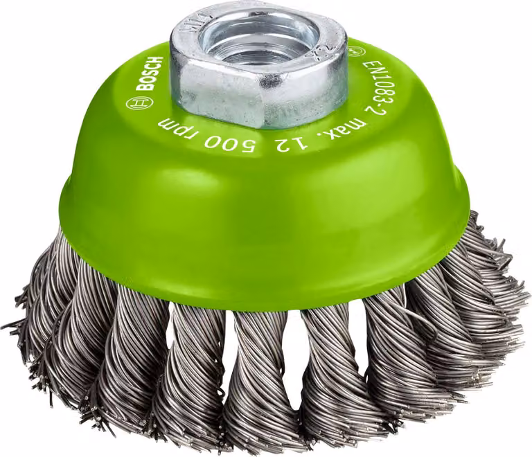 PRO Spazzola a tazza pesante in acciaio inox, 75 x 0,5 mm, filettatura