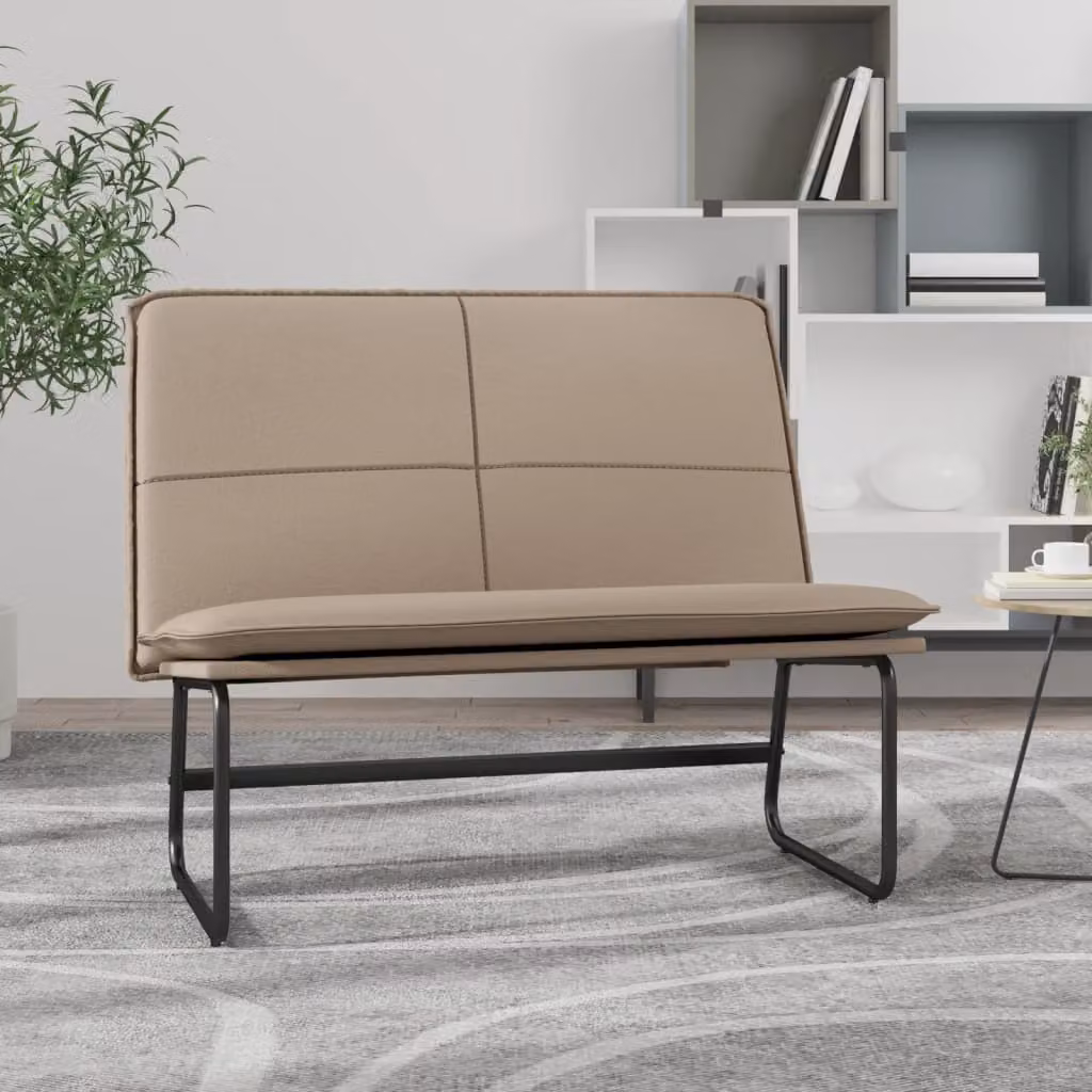 Panca moderna vidaXL in similpelle color beige e marrone per soggiorno L: 100 cm, P: 75 cm, H: 76 cm