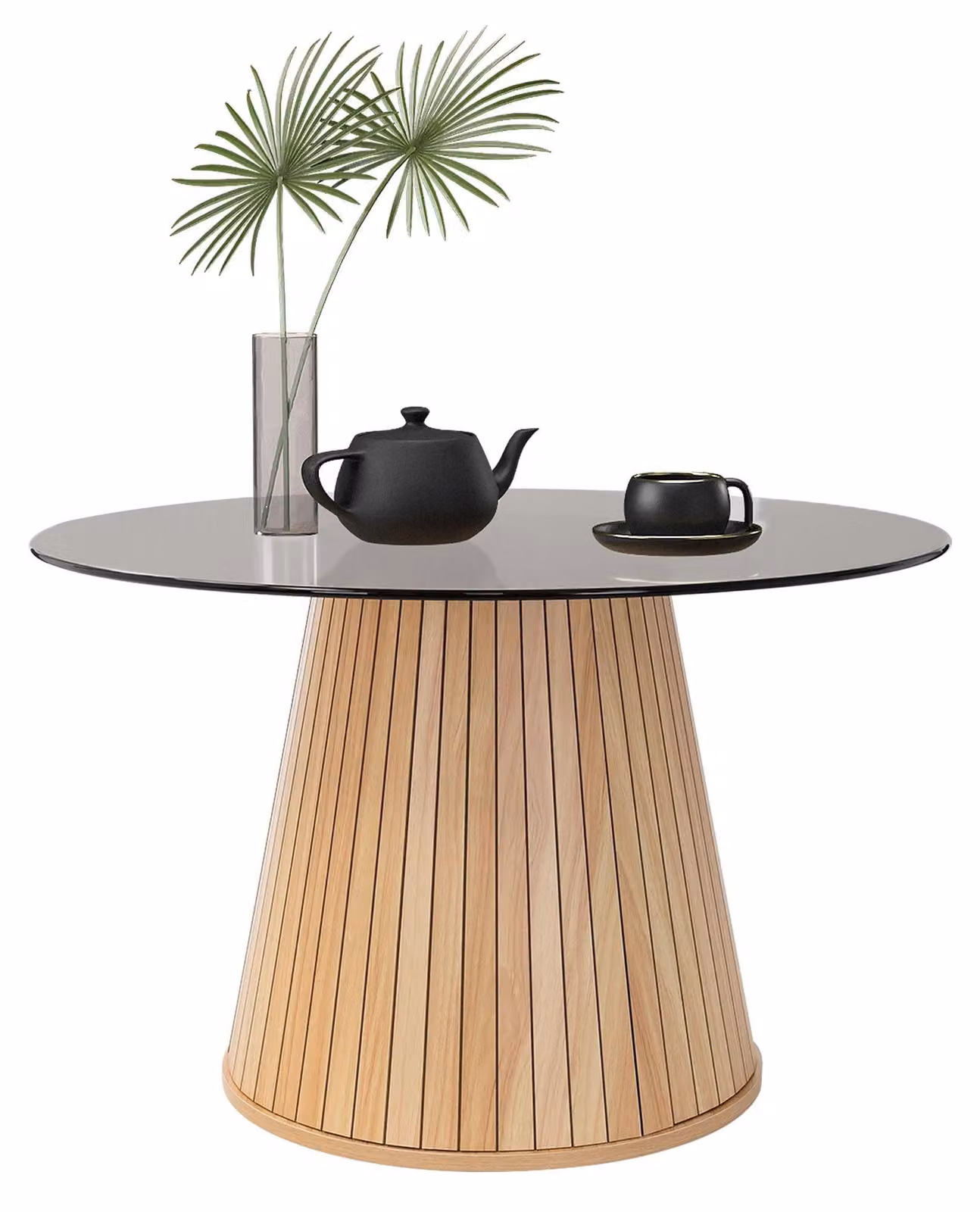 Solidchoice - Tavolino rotondo multifunzionale, 80 x 80 x 50 cm, con piano in vetro