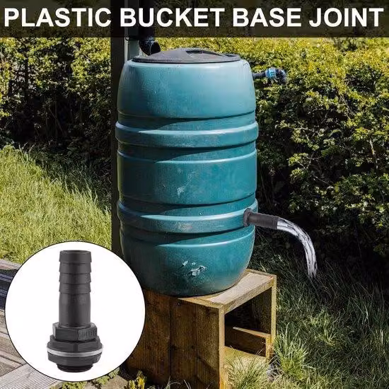 Set di raccordi per acqua piovana da 25 mm (1 pollice) con tubo flessibile da 50 cm e 2 attacchi filettati esterni - per cisterne di raccolta dell'acqua piovana - comprensivo di tappo di chiusura e accessori di montaggio