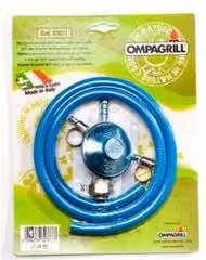 Set regolatore di pressione gas con tubo per GPL Ompagrill colore blu 1/2"F R3037