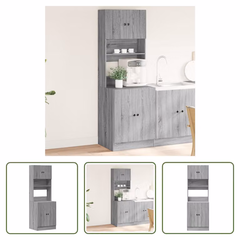 The Living Store Armadio da cucina Grigio Sonoma 60x50x180 cm Materiale legno