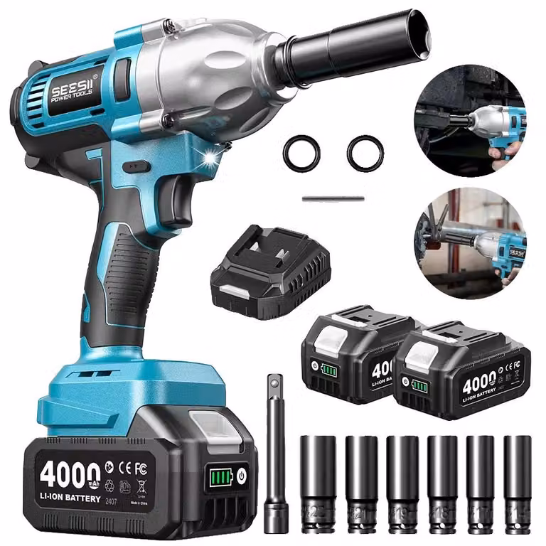 Avvitatore a impulsi, coppia elevata, sistema a doppia batteria, set completo con 2 batterie
