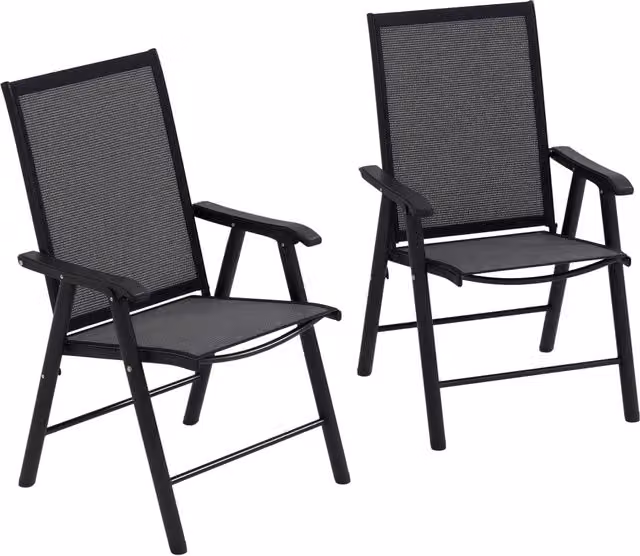 Set di 2 sedie da giardino pieghevoli Minimal con braccioli in antracite, struttura in acciaio verniciato e seduta in textilene, L: 58 cm, P: 64 cm, H: 94 cm – 1