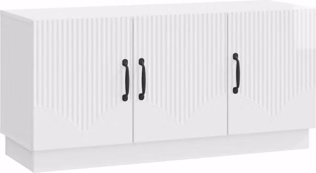Mobile TV moderno DESIGN IN in bianco lucido con vani porta media, L: 99 cm, P: 34,5 cm, H: 47 cm – 1