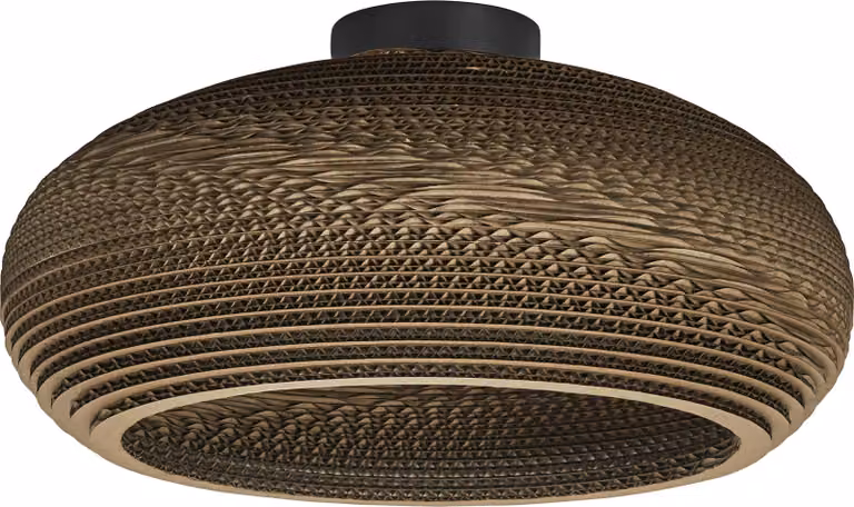 OSRAM Decor Cardboard Drop plafoniera marrone in cartone ondulato, leggera, E27, diametro 400 mm, paralume in materiale riciclato, sostenibile grazie alla sorgente luminosa sostituibile, facile installazione