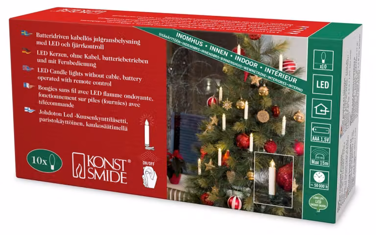 Set di 10 candele a forma di albero a LED, alimentate a batteria, luce bianco caldo, 10 cm