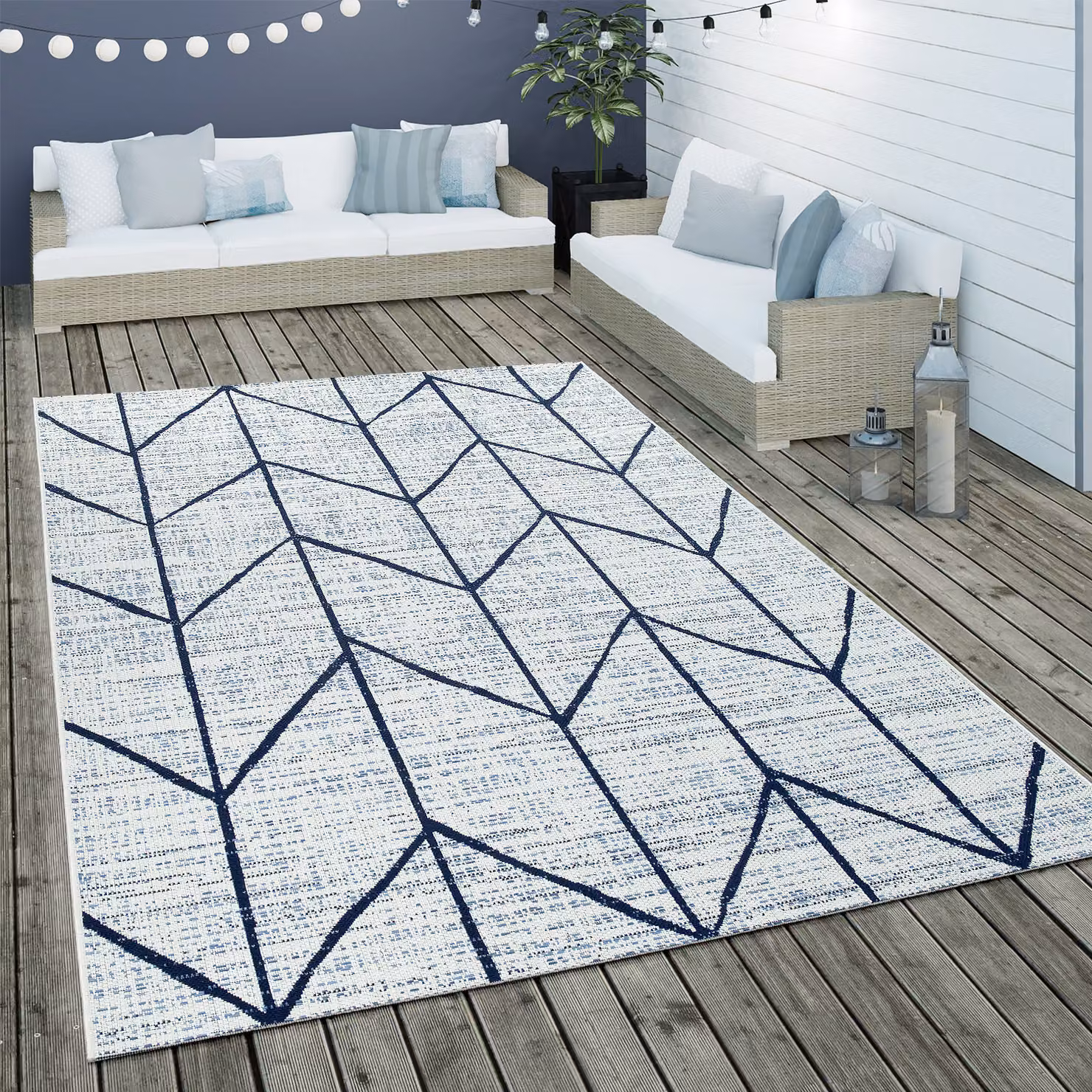 Tappeto Katrina bianco per interni ed esterni, stile etnico e scandinavo, L: 230 cm x P: 160 cm – 2