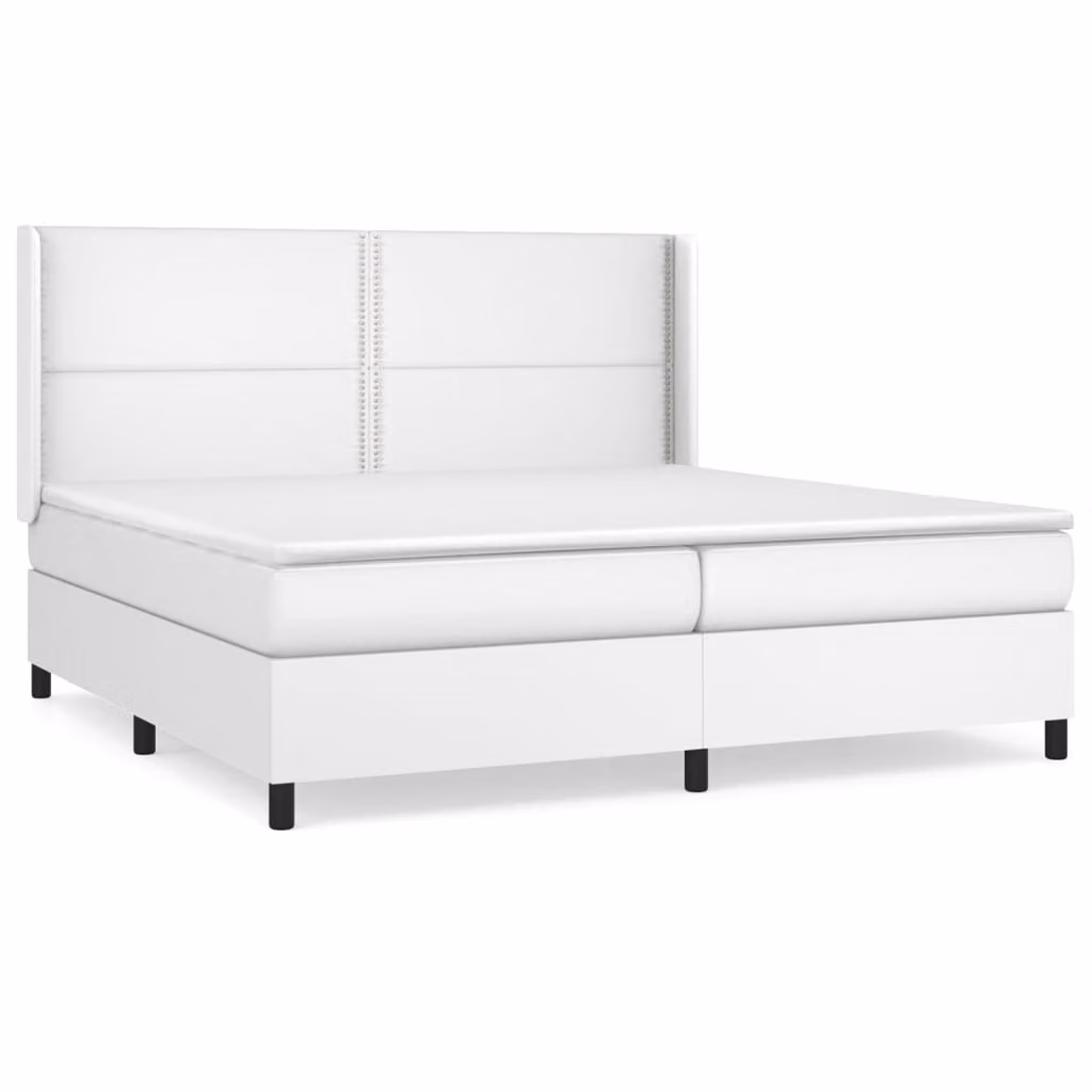 Giroletto a Molle con Materasso Bianco 200x200cm in Pelle finta