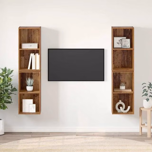 Set mobile TV 4 pezzi vidaXL in legno effetto rovere marrone stile rustico – 1