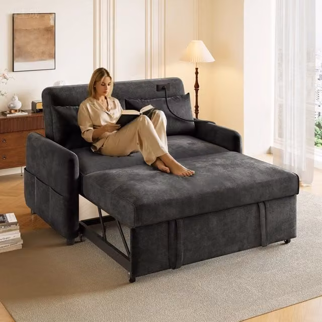 Divano letto moderno - Zephmum - Schienale regolabile, porta cellulari, USB