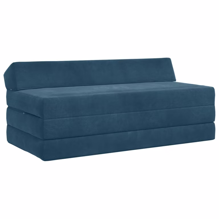 vidaXL Divano Letto Pieghevole Moderno in Tessuto Blu L: 120 cm, P: 60 cm, H: 49 cm