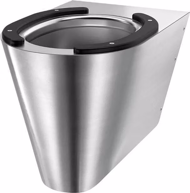 Delabie WC S21 S sospeso Acciaio inox 1.4301 satinato +2 guance del sedile nere