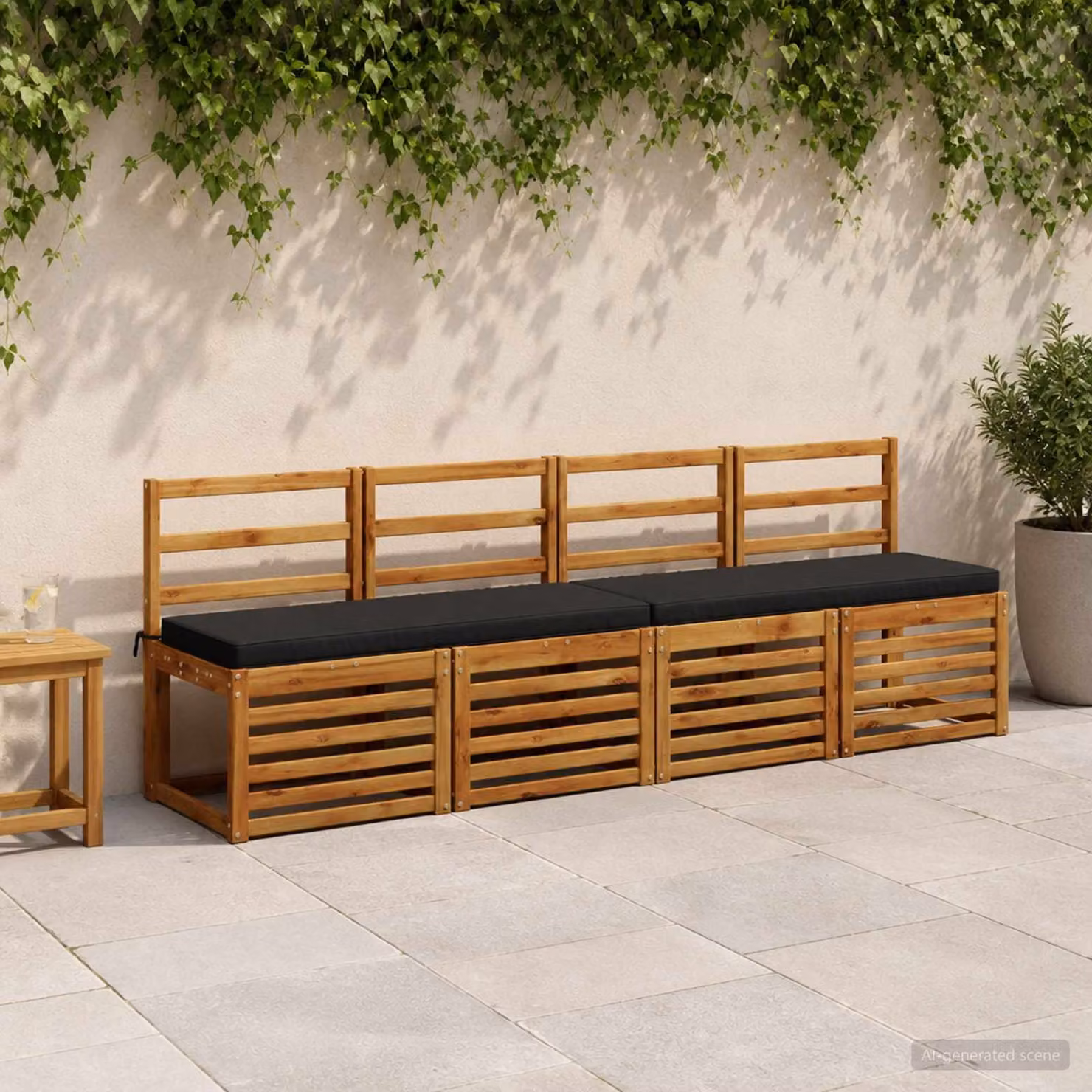 Cuscino per Panchina vidaXL VUGHT Nero in Poliestere con Rivestimento Rimovibile e Resistente ai Raggi UV