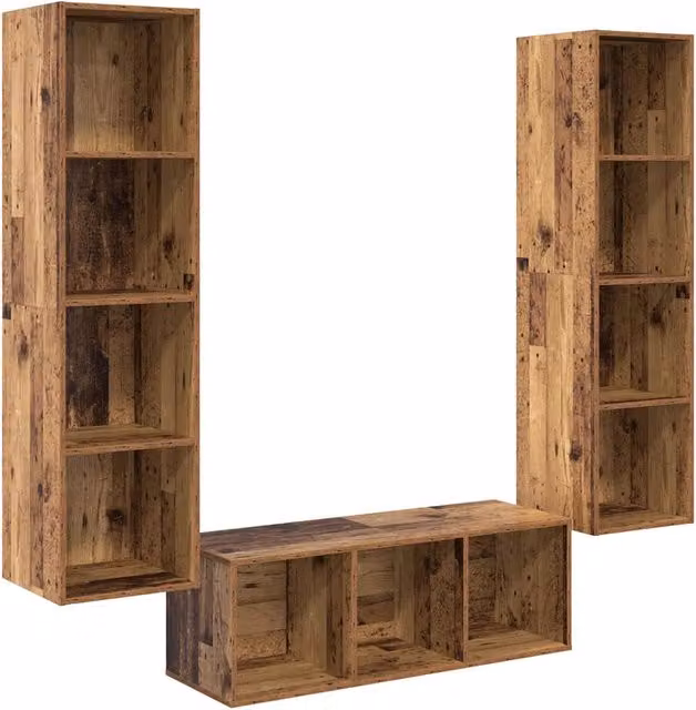 Set mobile TV 3 pz | Armadietto TV | Mobile Porta TV Legno vecchio Legno multistrato