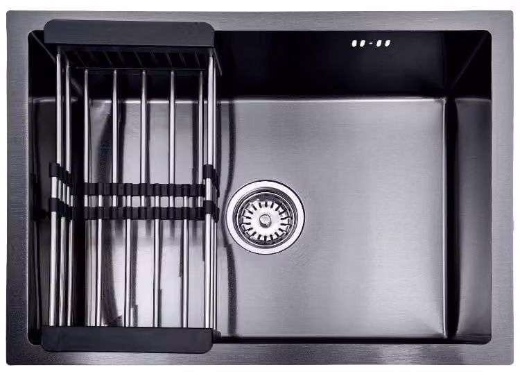 Lavandino online Lendo 59×44 cm in acciaio inox nero – con essiccatore