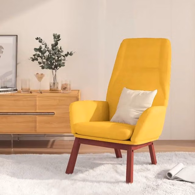 Poltrona Relax Recliner vidaXL in Tessuto Giallo con Braccioli e Struttura in Legno e Metallo