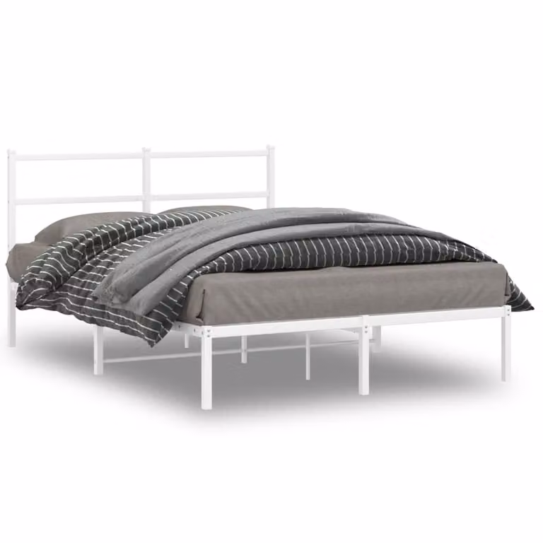 vidaXL Giroletto con Testiera in Metallo Bianco L/P: 140 x 190 cm