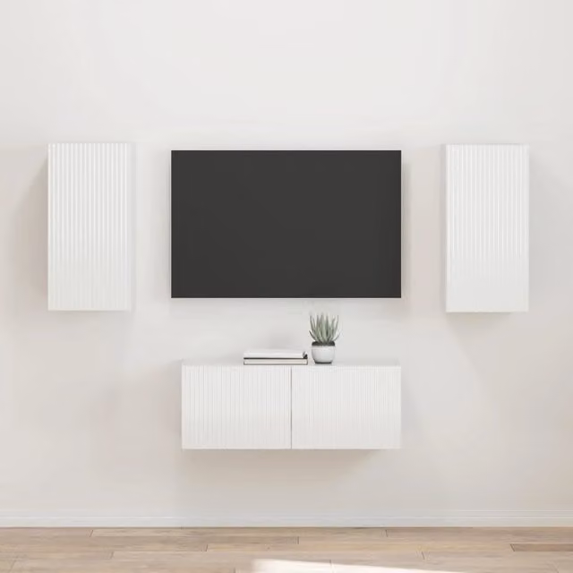Set di 2 mobili TV vidaXL Bianco Lucido in MDF per soggiorno