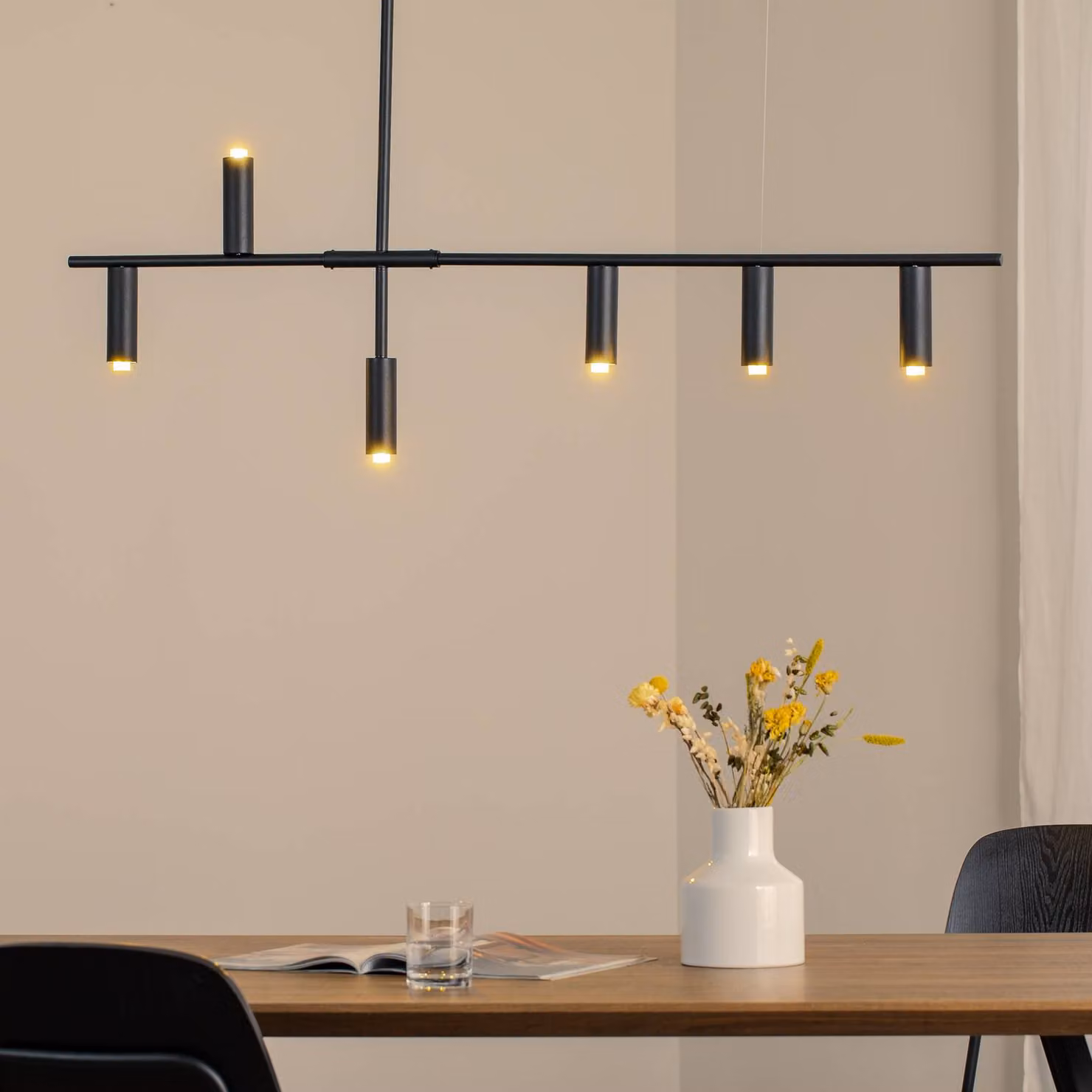 Lampada a sospensione Trevo 6 ALDEX, dimmerabile, Nero, Soggiorno / Sala da pranzo, Metallo, Moderno, Lampada a sospensione