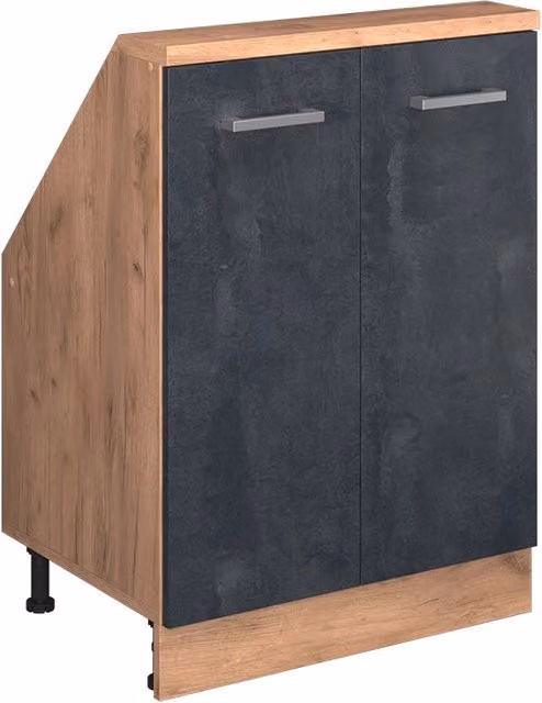 Mobile sottotetto Rion Vicco con 2 ante in Calce nera e Rovere dorato L: 60,0 cm, P: 46,0 cm, H: 83,8 cm