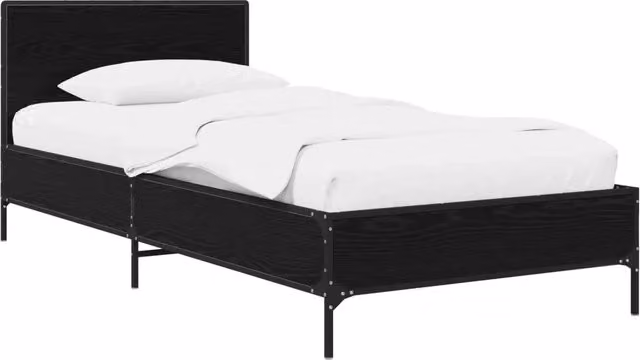Struttura letto con testata-Giroletto Rovere Nero 80 x 200 cm 395372