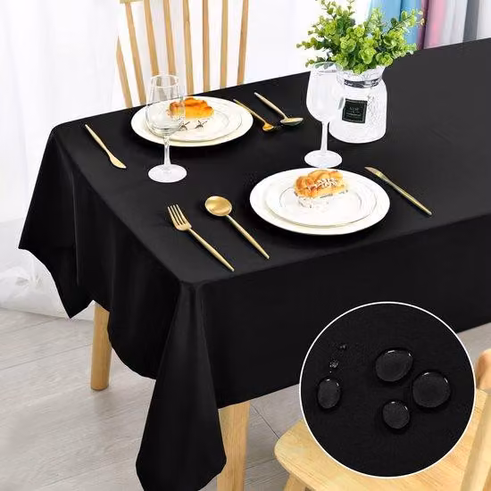 Telo idrorepellente estensibile per le gambe del tavolo, nero, 130x260 cm