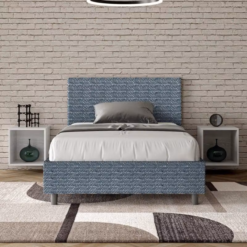 Letto imbottito con contenitore Ityhome Aragona Adele Blu L: 120 cm, P: 106 cm, H: 222 cm – 2