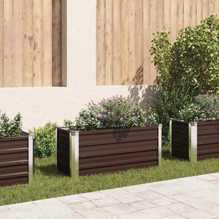 Letto rialzato da giardino vidaXL in acciaio zincato marrone L: 100 cm, P: 40 cm, H: 45 cm
