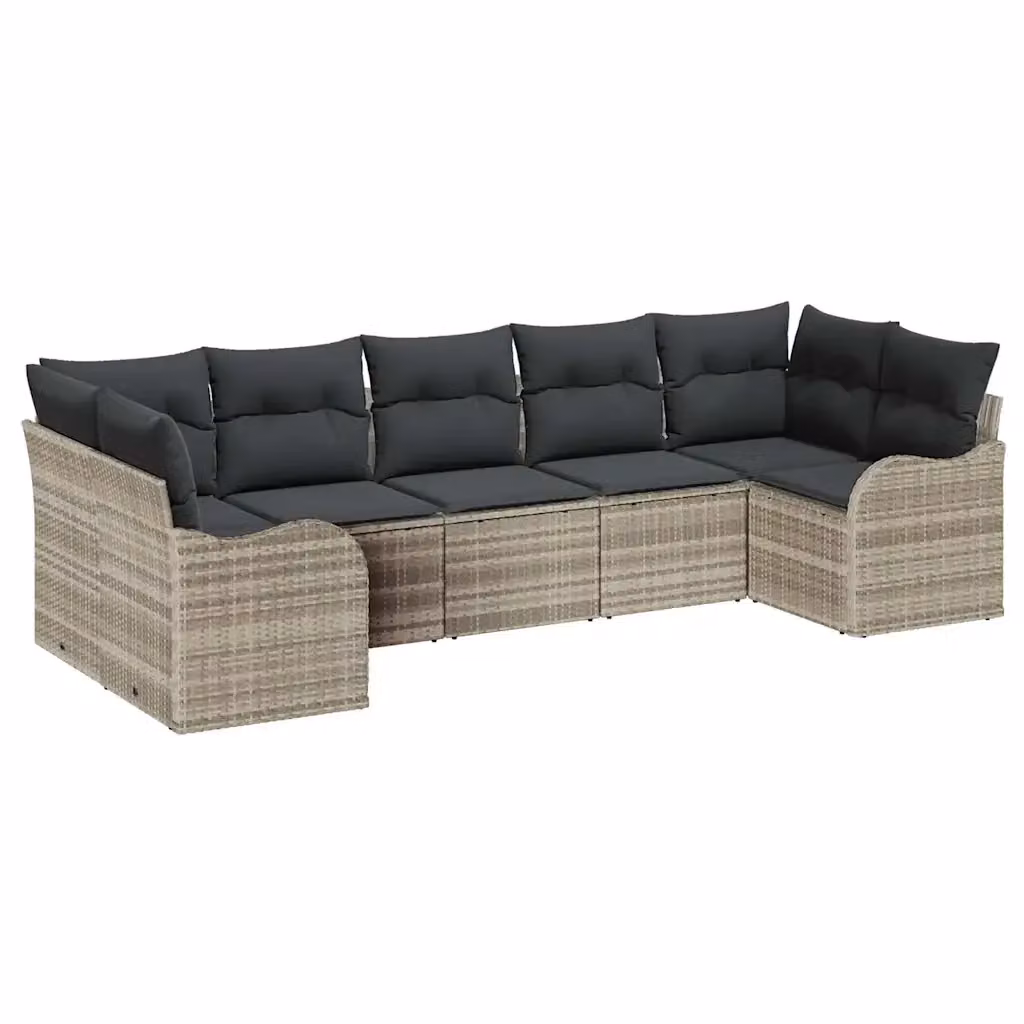 Set Divano da Giardino 7 pz vidaXL in Rattan Grigio con Cuscini e Struttura in Acciaio – 2