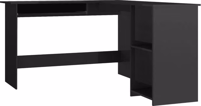 Scrivania | Tavolo da Ufficio Angolare a L Nero Lucido 120x140x75cm Multistrato