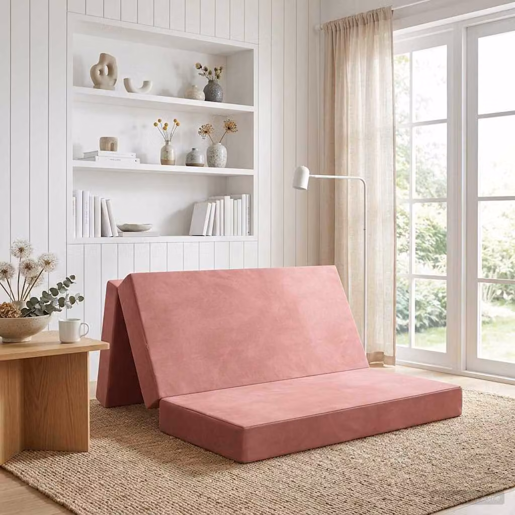 vidaXL Divano Letto Pieghevole in Velluto Rosa L: 120 cm, P: 67 cm, H: 45 cm
