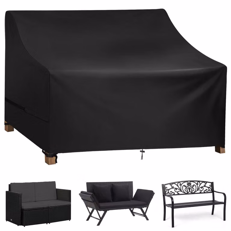 Copertura per panchina da giardino, per 3 posti, dimensioni 190x70x65/94 cm, tessuto Oxford 600D, impermeabile e resistente ai raggi UV