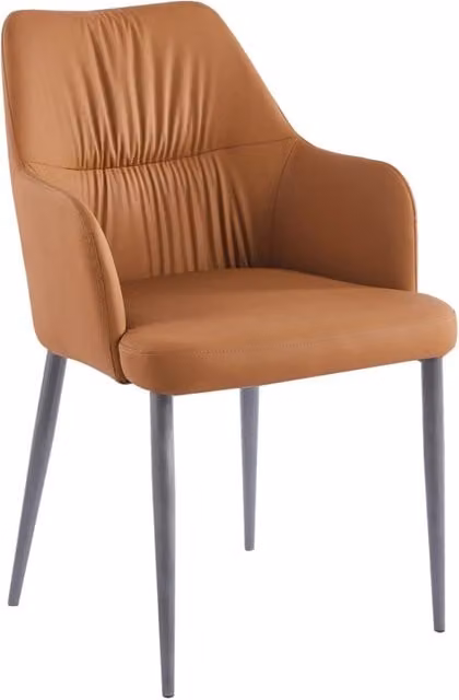 Set 2 Sedie con Braccioli Merit in Ecopelle Color Cammello