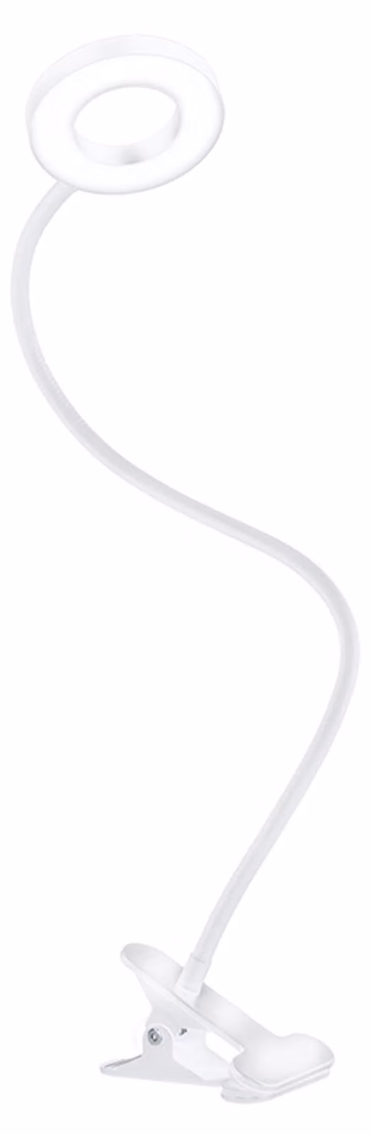 Lampada da tavolo LED dimmerabile con morsetto, bianca, 300 lm, temperatura di colore regolabile, modello WO66-W