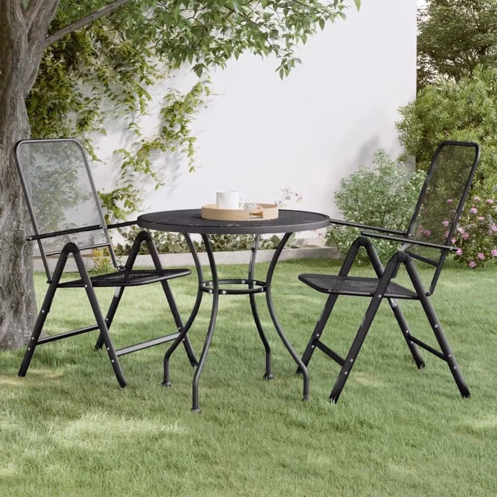 Maison Exclusive - Tavolo da giardino, diametro 80 cm, altezza 72 cm, struttura in metallo traforato, colore antracite
