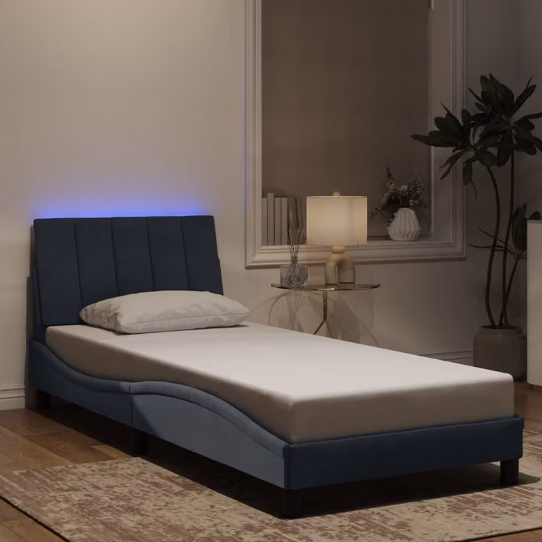 vidaXL Giroletto Hanko con LED e porte USB in Velluto Grigio Scuro L/P/H: 200 x 90 x 74,5 cm