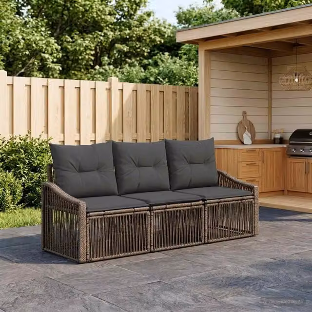 Set Divano da Giardino 3 pz Grigio polyrattan 3435923