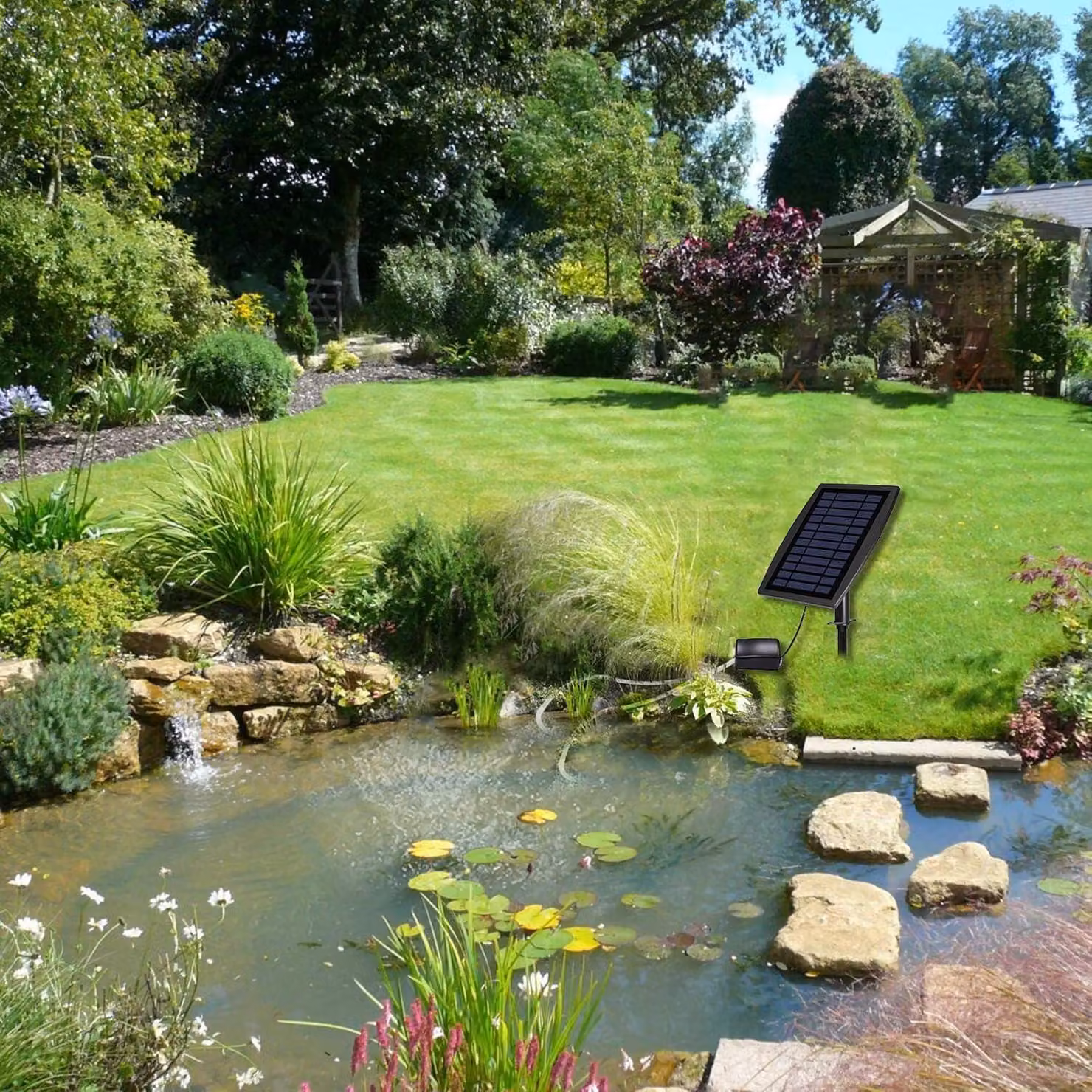 Pompa d'aria solare per stagni, con diffusore d'aria, ideale per stagni da giardino