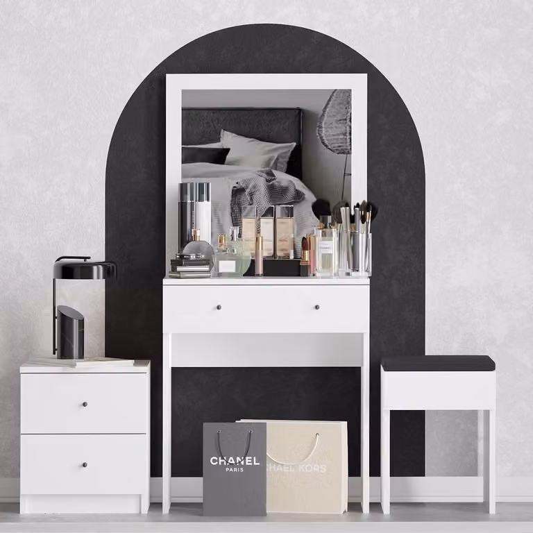 Skye Decor, Nice- Nice BLD, bianco, tavolini da caffè, 139x65x35 cm, 100% pannello di particelle rivestito in melamina