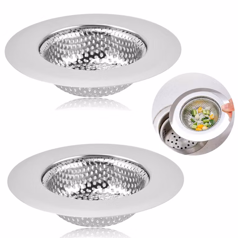 Filtri per scarichi, 2 pezzi, acciaio inossidabile, protezione contro gli intasamenti per cucina e bagno (9 x 4,5 x 2 cm)