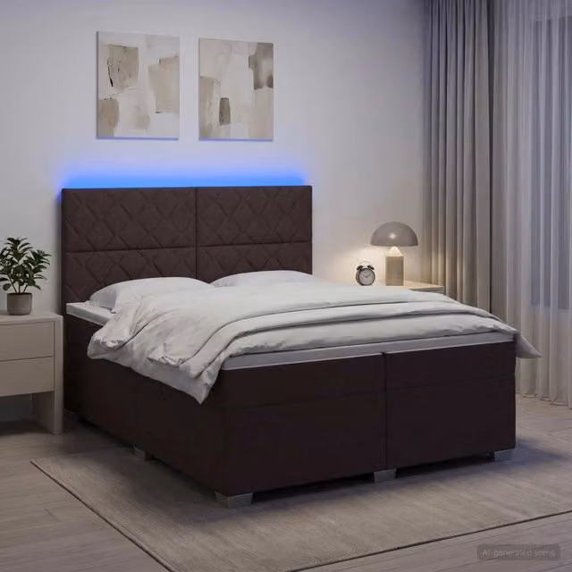 Letto box spring con materasso vidaXL in tessuto con base a sollevamento, illuminazione sottostante e porta USB, L/P: 200 x 200 cm – 1