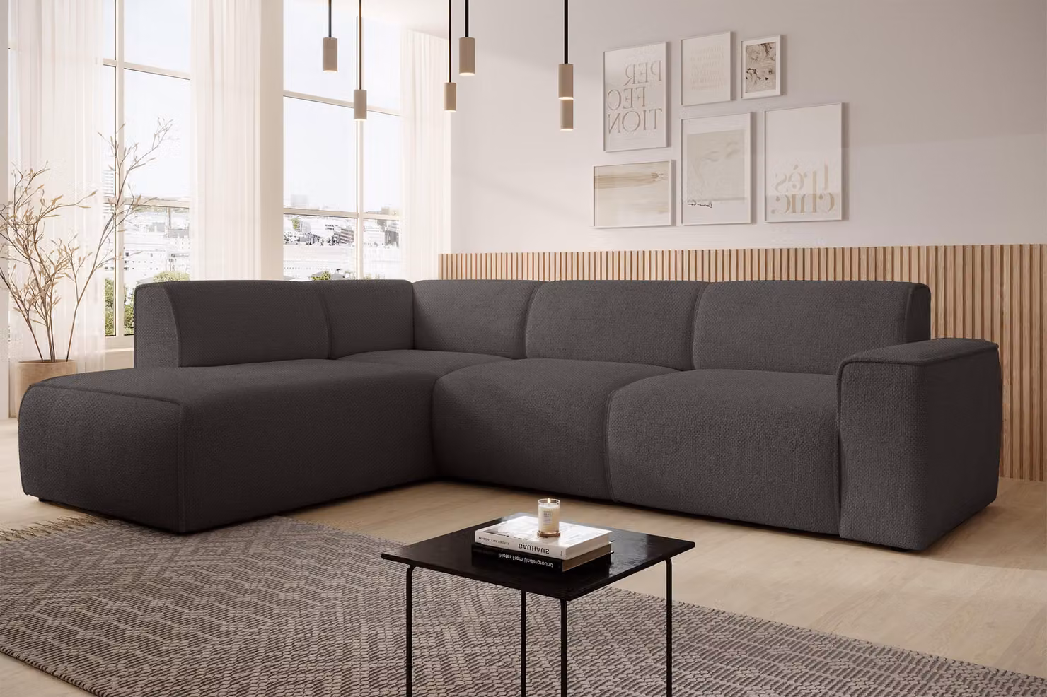 AX LIVING Divano Didim L Grey - 292 cm, elegante e confortevole L